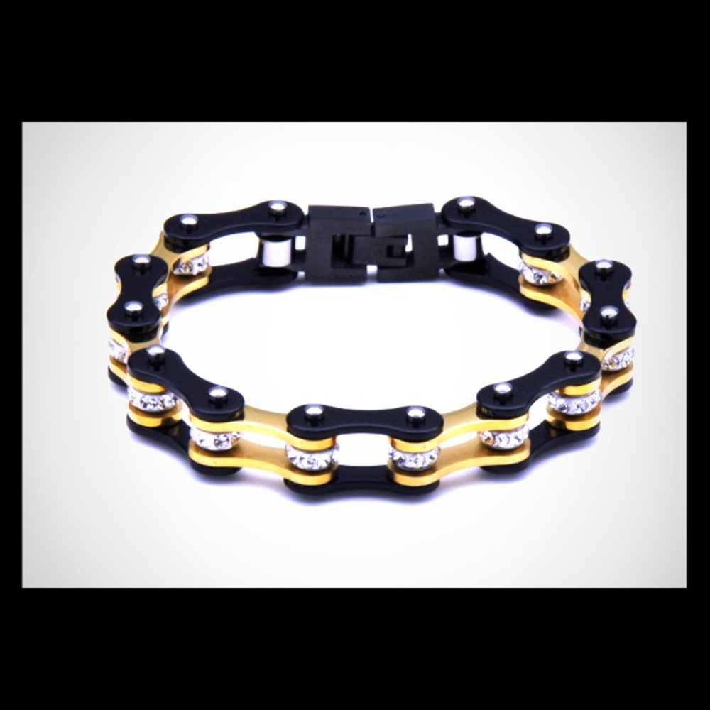 Mens D&Z Stainless Steel Motorcycle Bike Bracelet
